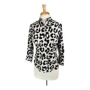 MG Silk Collection 100% Silk Leopard Print Blouse